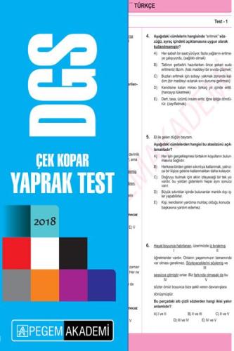 2018 DGS Çek Kopar Yaprak Test Kolektif