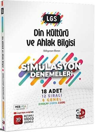 3D Yayınları 8. Sınıf LGS Din Kültürü ve Ahlak Bilgisi Simülasyon 18 D