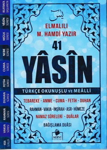 41 Yasin Çanta Boy Türkçe Okunuşlu ve Mealli Mavi Kapak Elmalılı Muham