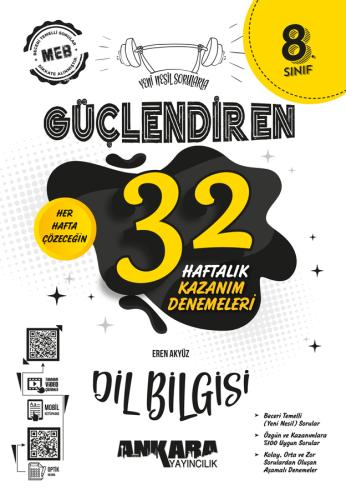 8. Sınıf Güçlendiren 32 Haftalık Dil Bilgisi Kazanım Denemeleri Eren A