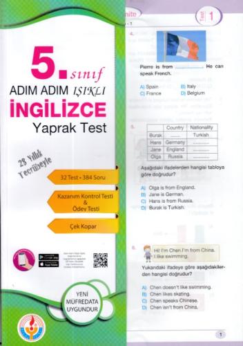 Adım Adım Işıklı 5. Sınıf İngilizce Yaprak Test Komisyon