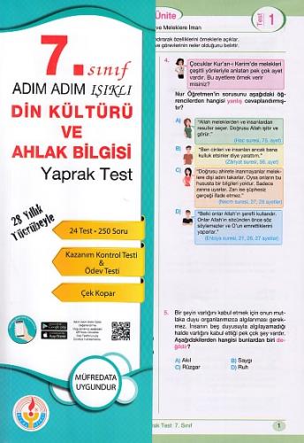 Adım Adım Işıklı 7. Sınıf Din Kültürü ve Ahlak Bilgisi Yaprak Test Kom