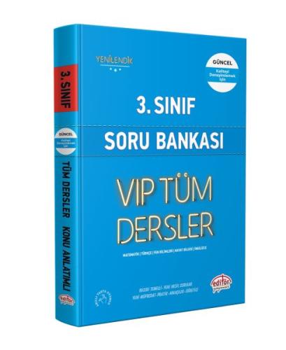 Editör 3. Sınıf VIP Tüm Dersler Soru Bankası Mavi Kitap %23 indirimli 