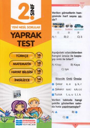 Evrensel İletişim 2. Sınıf Tüm Dersler Yaprak Test (Yeni) %10 indiriml