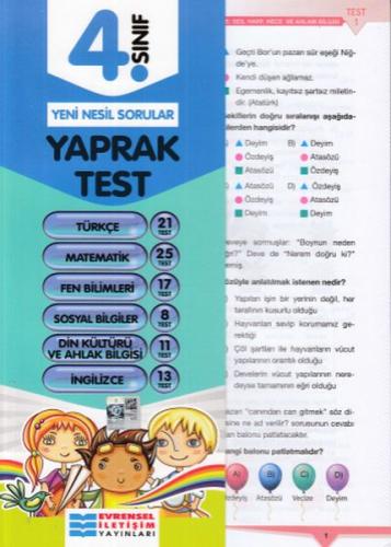 Evrensel İletişim 4. Sınıf Tüm Dersler Yaprak Testler (Yeni) Kolektif