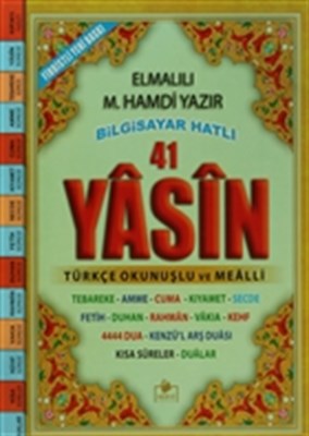 Fihristli 41 Yasin Bilgisayar Hatlı Türkçe Okunuşlu ve Mealli (Cami Bo