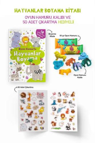 Hayvanlar Boyama Kitabı - Oyun Hamurlu - 3 Yaş + Bilge Yorulmaz