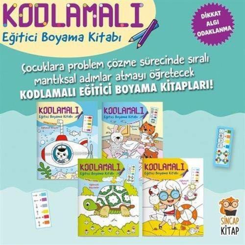 Kodlamalı Eğitici Boyama Kitabı 4-6 Yaş (4 Kitap Takım) %2 indirimli K