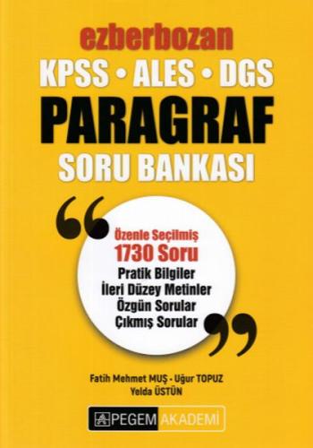 Pegem 2019 KPSS ALES DGS Ezberbozan Paragraf Soru Bankası (Yeni) Fatih