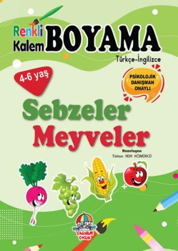 Renkli Kalem Boyama - Sebzeler Meyveler %20 indirimli Türkan Ada Kömür