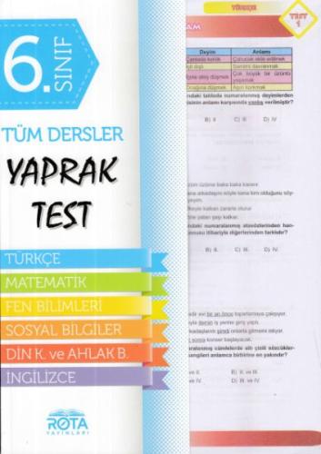 Rota 6.Sınıf Tüm Dersler Yaprak Test (Yeni) Kolektif