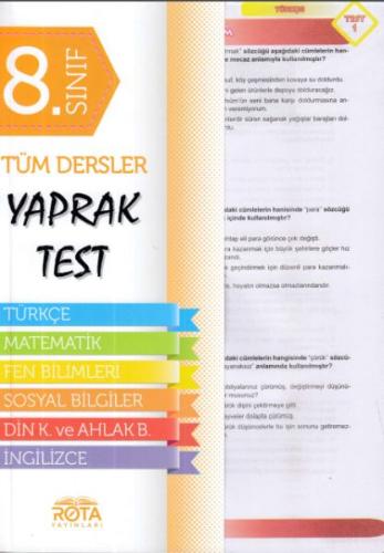 Rota 8.Sınıf Tüm Dersler Yaprak Test (Yeni) Kolektif