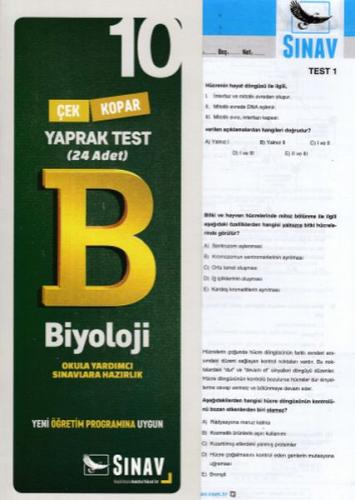 Sınav 10. Sınıf Biyoloji Çek Kopar Yaprak Test (Yeni) Kolektif