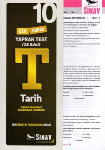 Sınav 10. Sınıf Tarih Çek Kopar Yaprak Test (Yeni) Kolektif