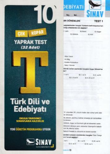 Sınav 10. Sınıf Türk Dili ve Edebiyatı Yaprak Test (Yeni) Kolektif