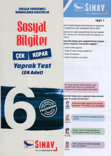 Sınav 6. Sınıf Sosyal Bilgiler Çek Kopar Yaprak Test (Yeni) Kolektif