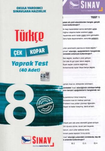 Sınav 8. Sınıf Türkçe Çek Kopar Yaprak Test (Yeni) Kolektif