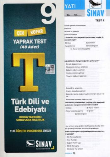 Sınav 9. Sınıf Türk Dili ve Edebiyatı Çek Kopar Yaprak Test (Yeni) Kol