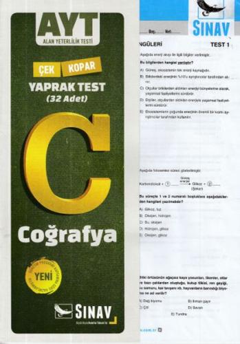 Sınav AYT Coğrafya Yaprak Test (Yeni) Kolektif