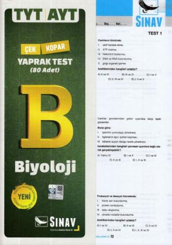 Sınav TYT-AYT Biyoloji Yaprak Test (Yeni) Kolektif