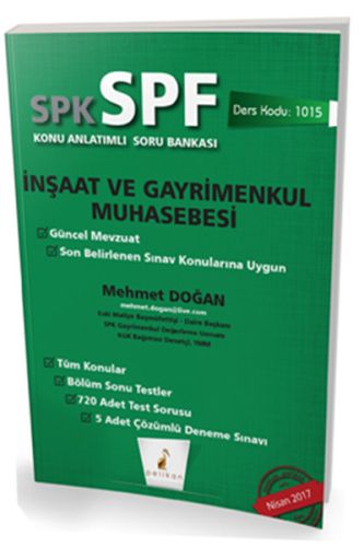 SPK-SPF İnşaat ve Gayrimenkul Muhasebesi Konu Anlatımlı Soru Bankası M