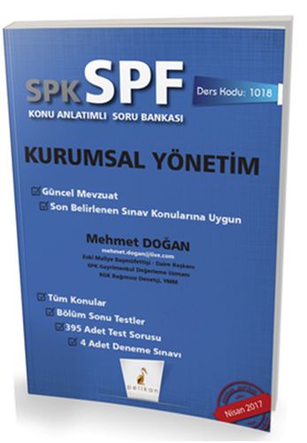 SPK-SPF Kurumsal Yönetim Konu Anlatımlı Soru Bankası Mehmet Doğan