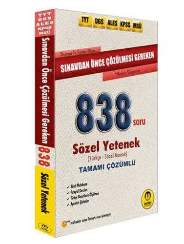 Tasarı DGS ALES TYT KPSS Öncesi Çözülmesi Gereken Sözel Yetenek 838 So