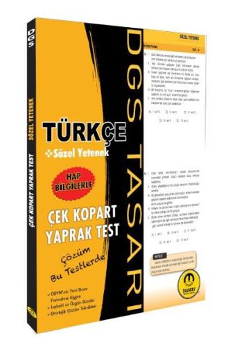 Tasarı DGS Türkçe Sözel Yetenek Yaprak Test Çek Kopart %16 indirimli K